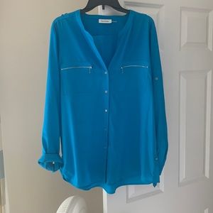 Calvin Klein Womens aqua blouse
